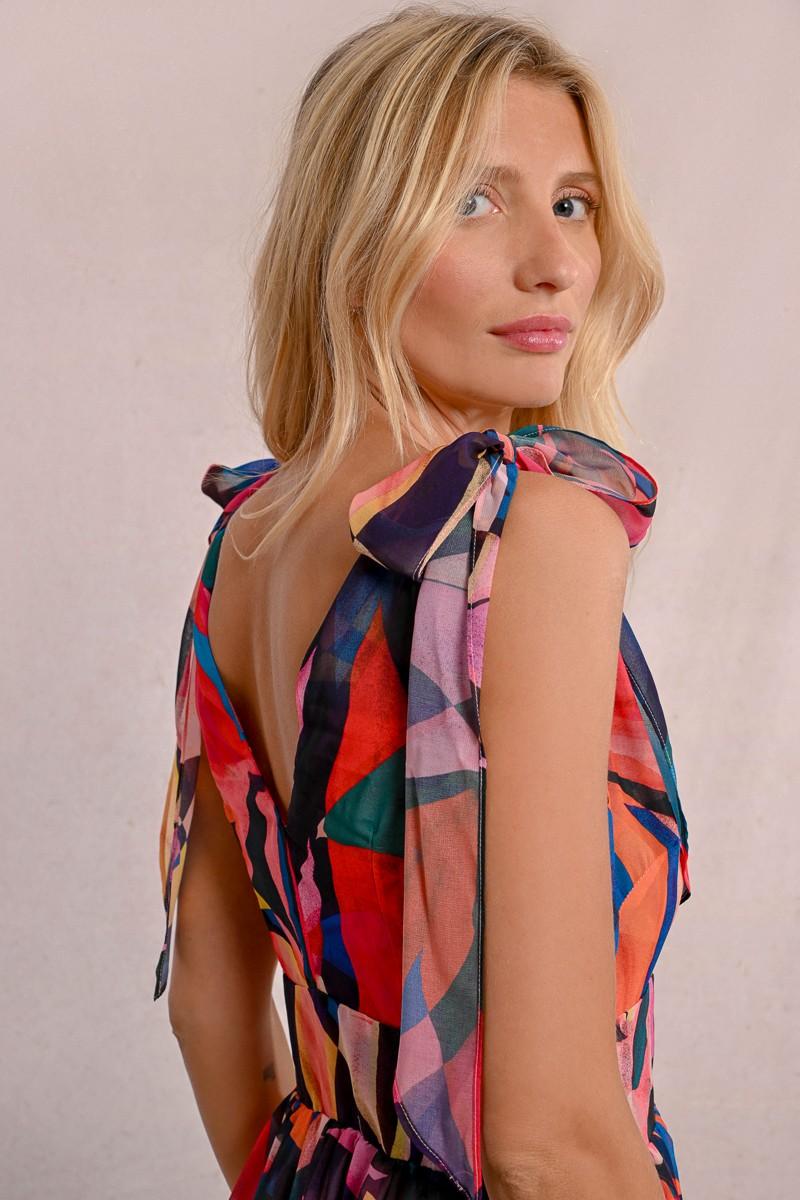 Molly Bracken Robe Longue Semi-transparente à Imprimé