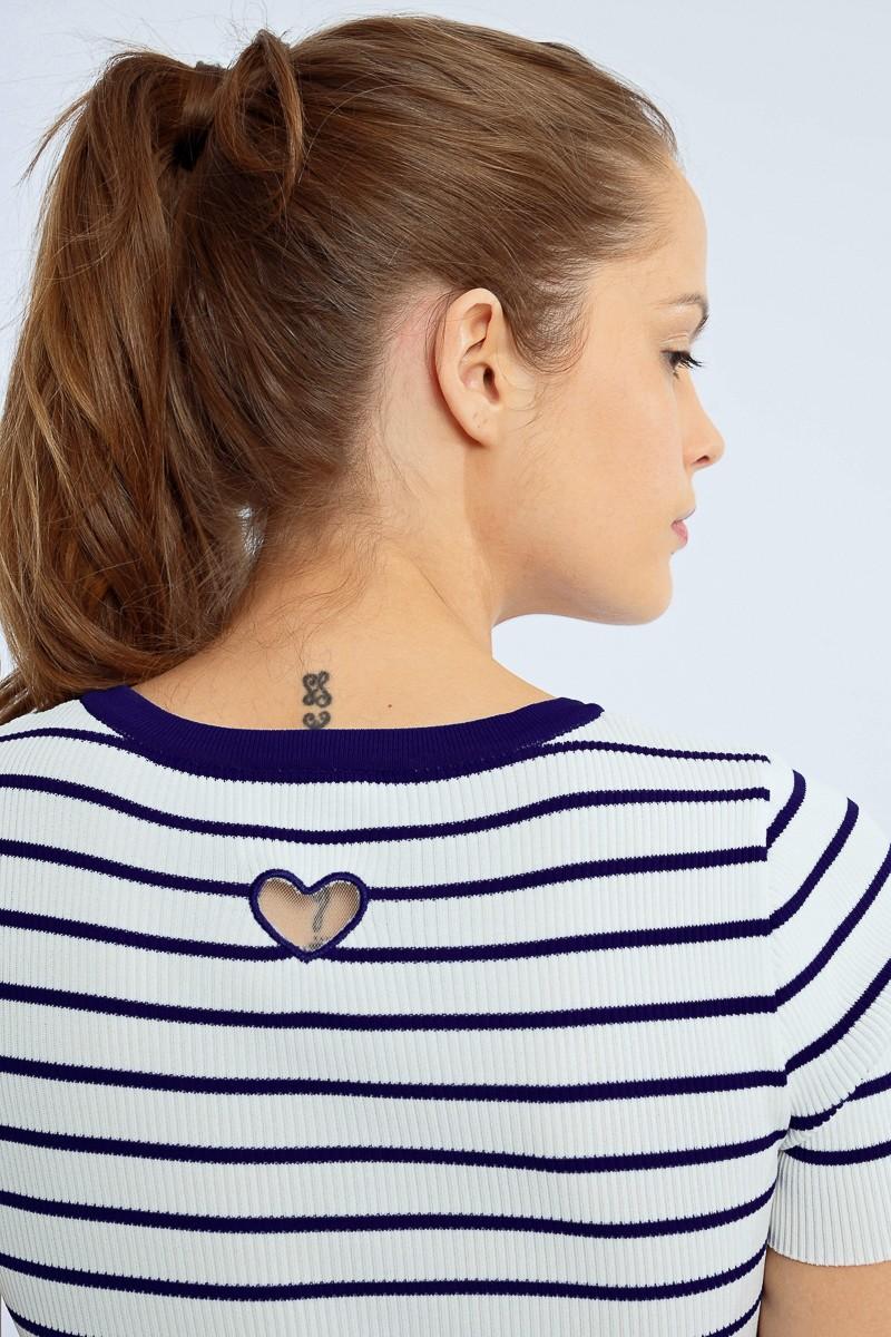 Molly Bracken Robe Rayée Ajustée Cœur Ouvert Au Dos