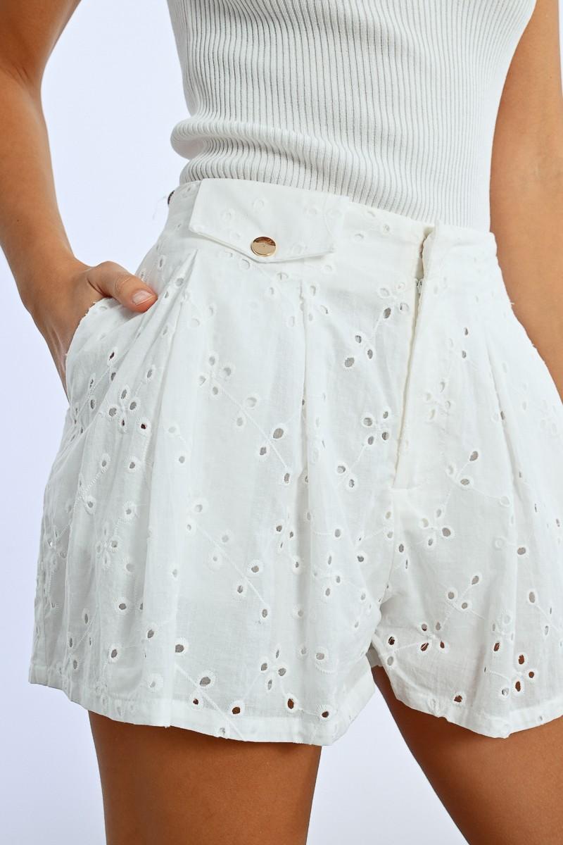 Molly Bracken Short Taille Haute à Broderies Anglaises