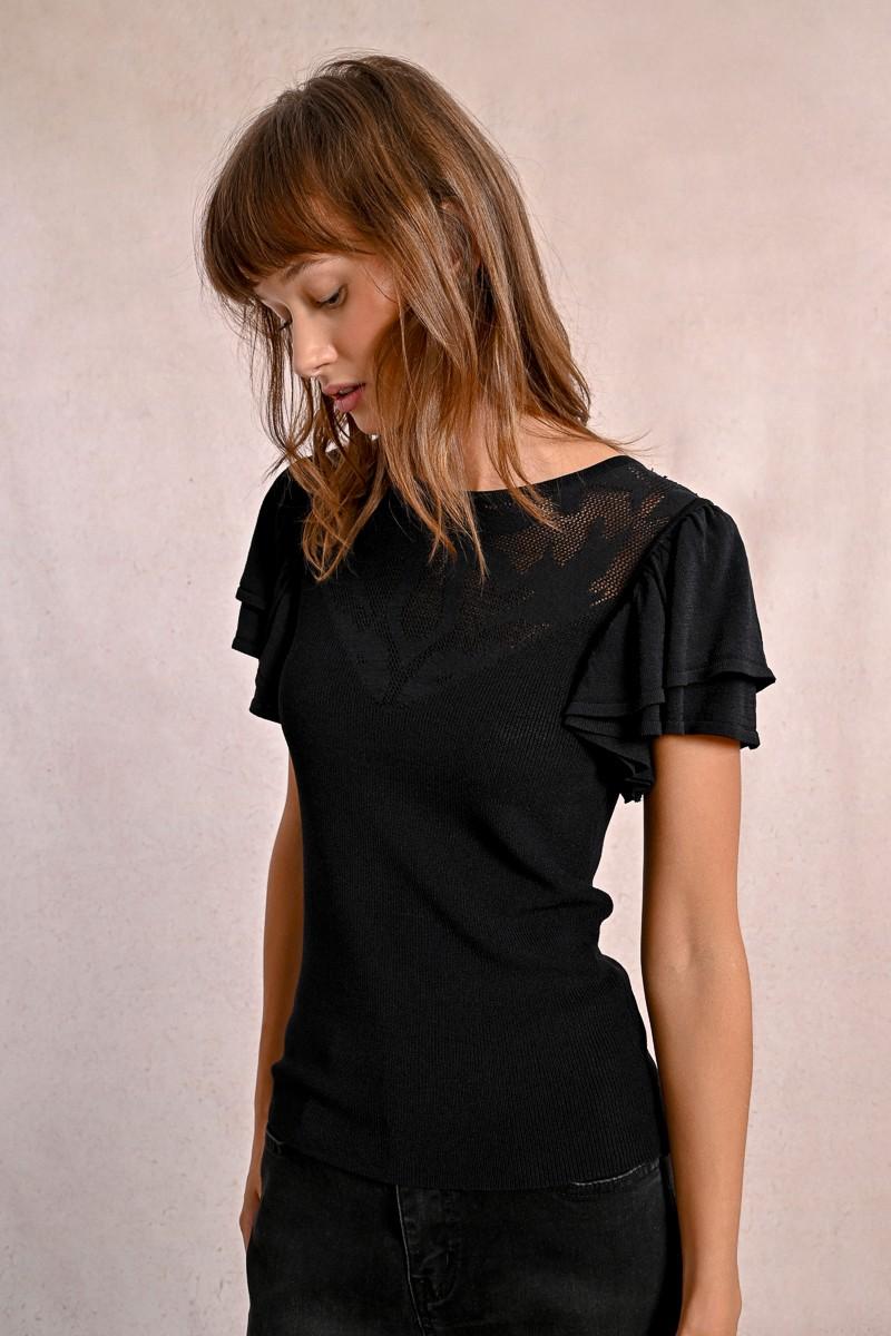 Molly Bracken T-shirt Ajusté Avec Manches Volantées