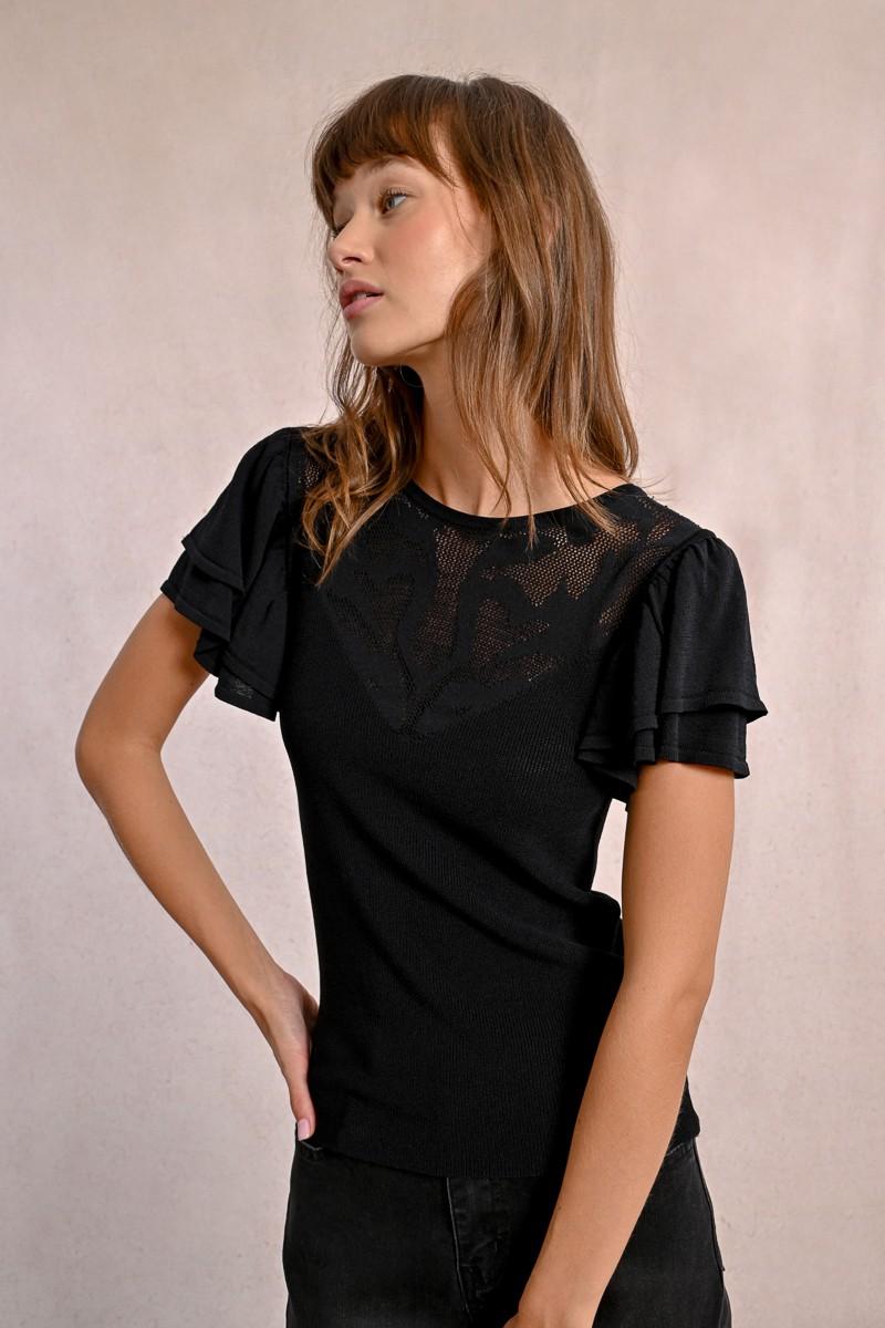 Molly Bracken T-shirt Ajusté Avec Manches Volantées