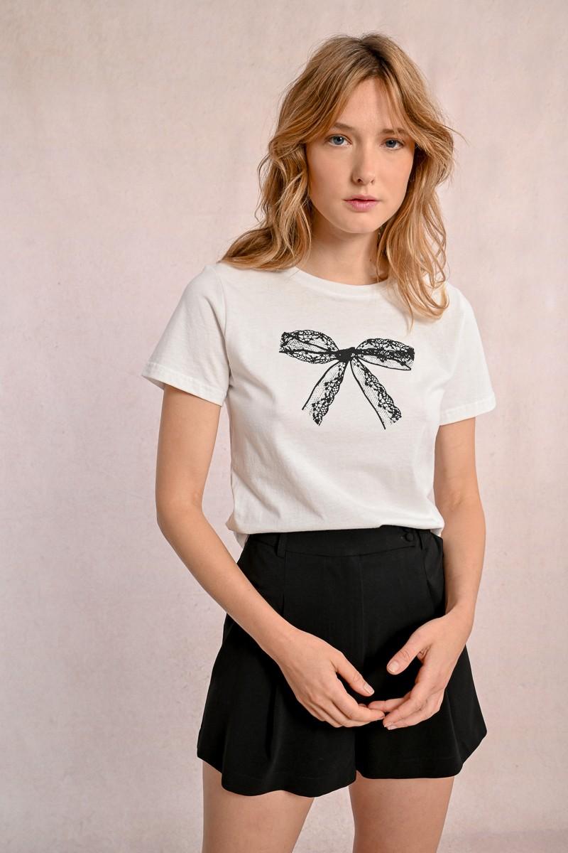 Molly Bracken T-shirt Cintré Avec Motif Noeud Dentelle