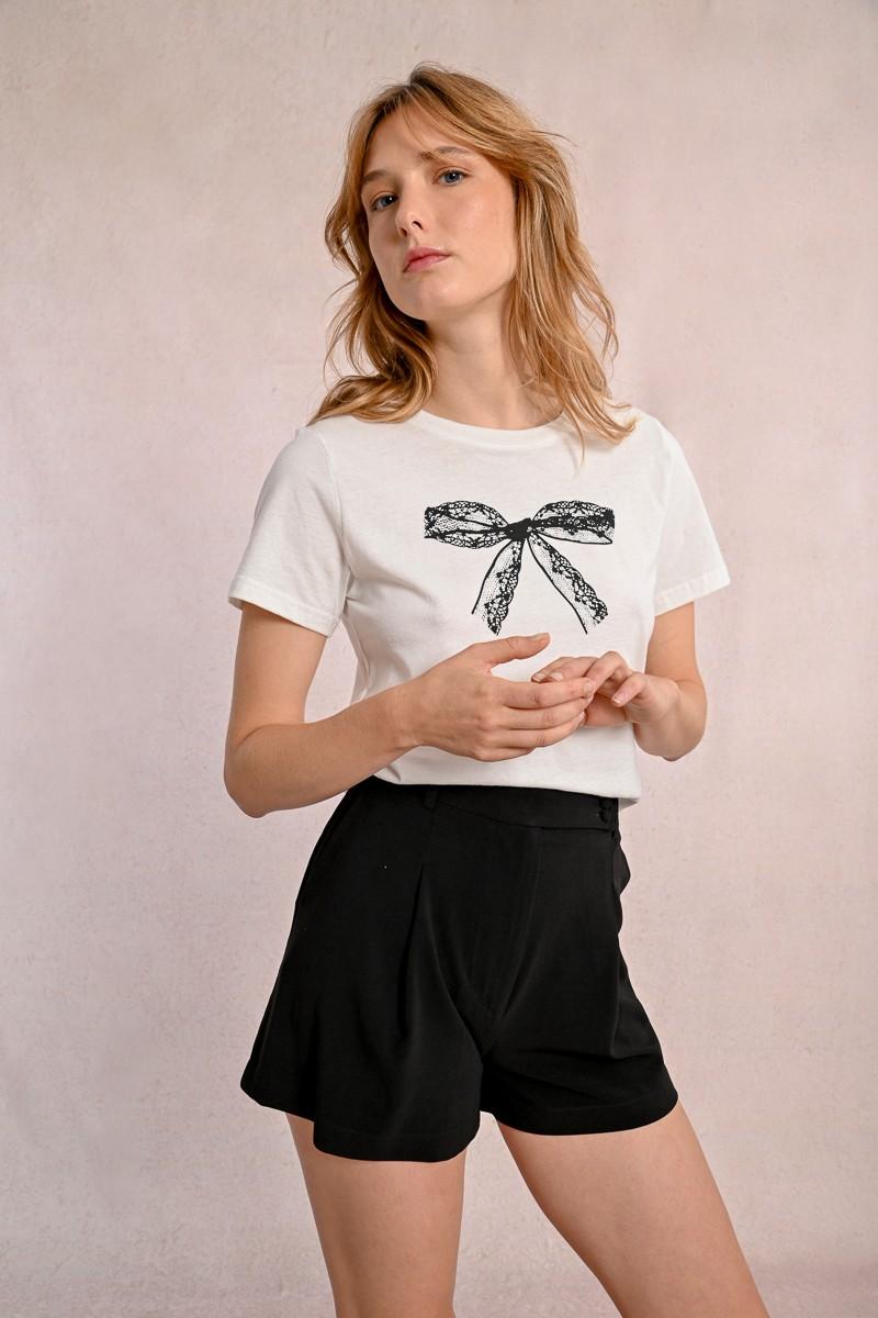 molly bracken T-shirt cintré avec motif noeud dentelle