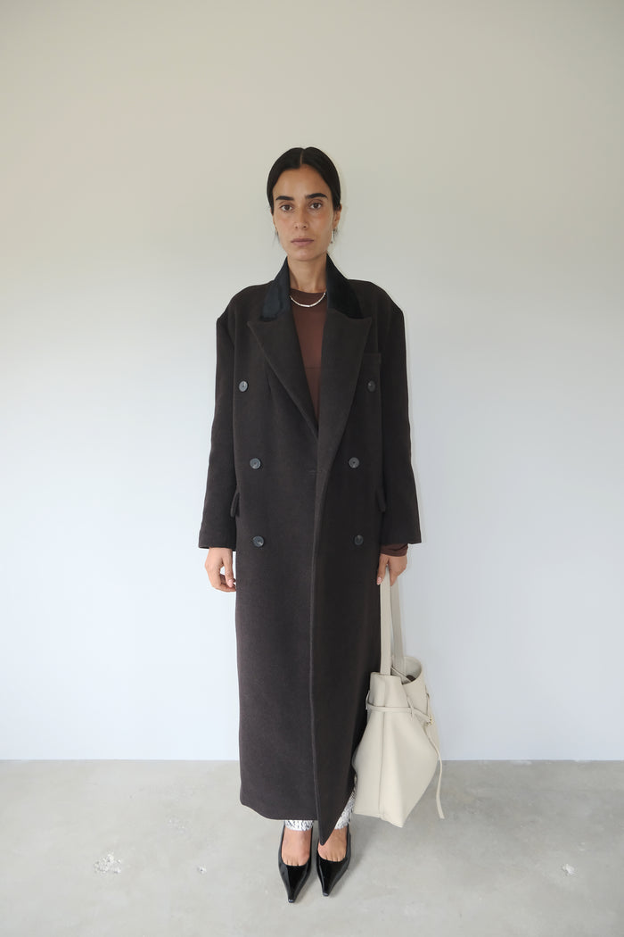 musier paris manteau long chocolat enormous