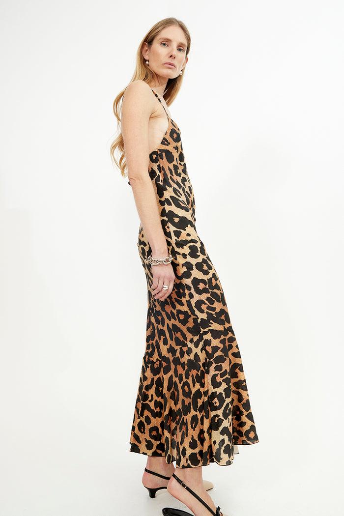 Musier Paris Robe Longue Imprimée Fauve