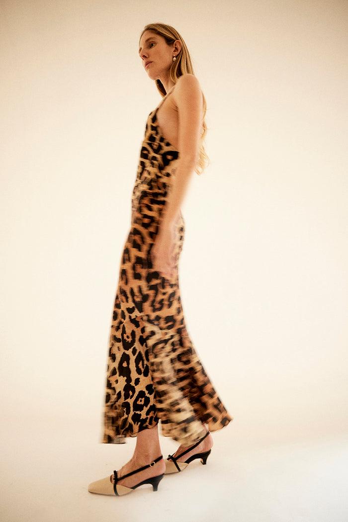 Musier Paris Robe Longue Imprimée Fauve