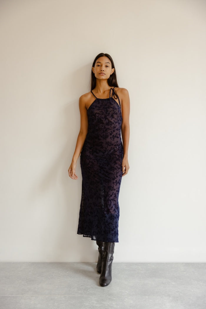 musier paris robe midi en dévoré folegandros