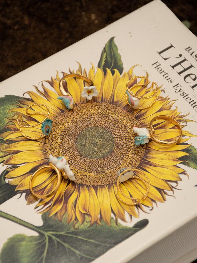 Nach Bijoux Bague FaceToFace Oiseau Bleu & Fleur De Poirier