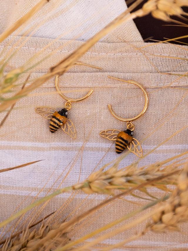 Nach Bijoux Boucles D'oreilles Abeille Ailes Dorées
