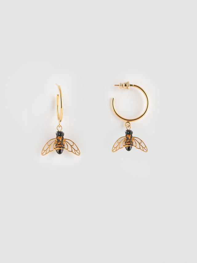 nach bijoux Boucles d'oreilles abeille ailes dorées