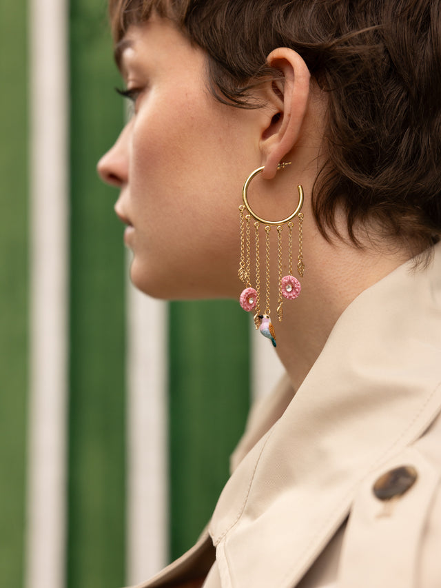 Nach Bijoux Boucles D'oreilles Chaînes Chardons Et Oiseau