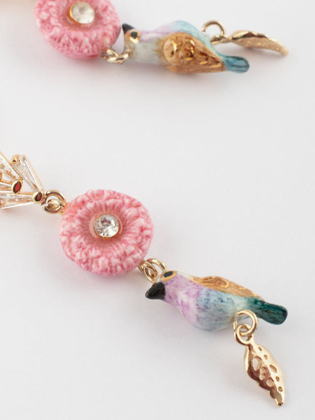 Nach Bijoux Boucles D'oreilles Chardon Oiseau & Feuille