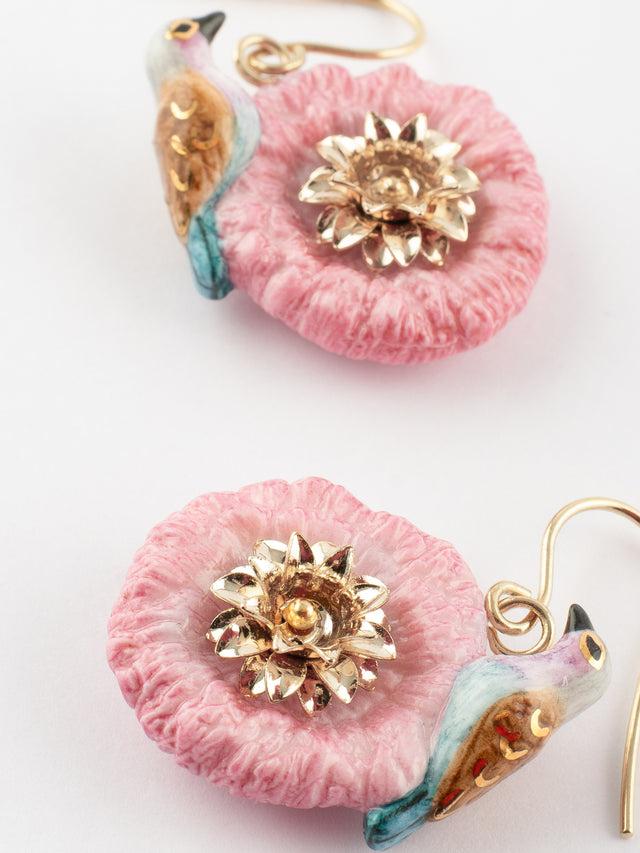 Nach Bijoux Boucles D'oreilles Chardon & Oiseau Rollier