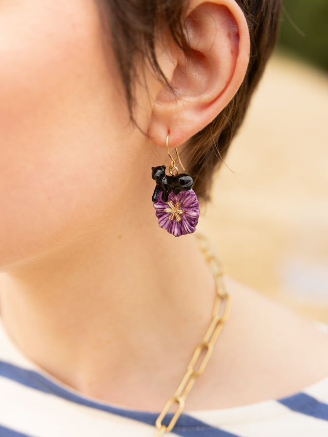 Nach Bijoux Boucles D'oreilles Chardon & Panthère Noire