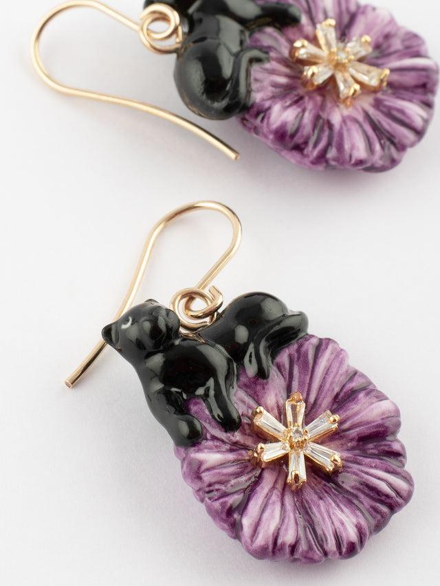 Nach Bijoux Boucles D'oreilles Chardon & Panthère Noire
