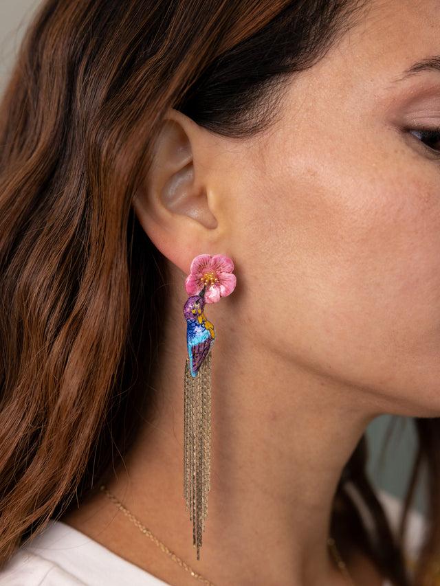 Nach Bijoux Boucles D'oreilles Colibri D'Anna à Franges