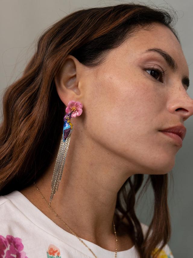 Nach Bijoux Boucles D'oreilles Colibri D'Anna à Franges