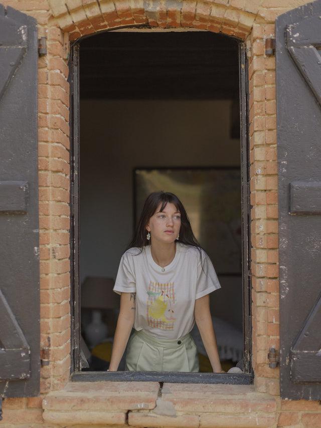 Nach Bijoux Boucles D'oreilles Fleur Blanche & Oiseau Bleu