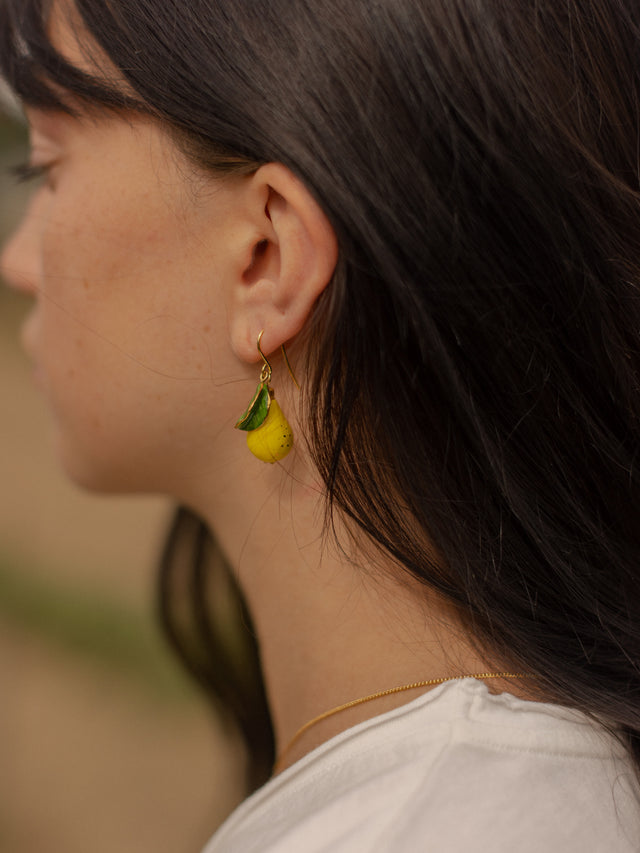 Nach Bijoux Boucles D'oreilles Fleur De Poirier Poire & Feuille