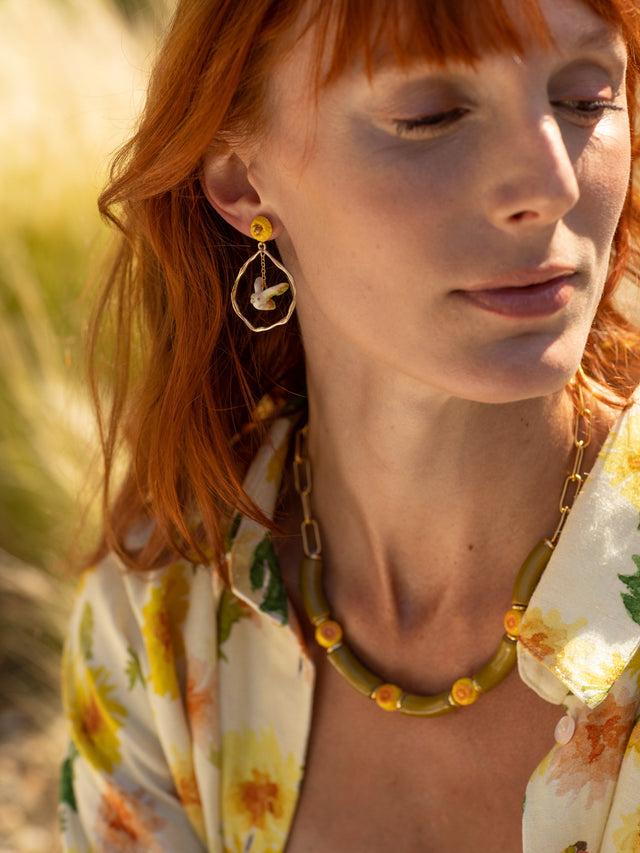 Nach Bijoux Boucles D'oreilles Martelées Pissenlit & Perruche