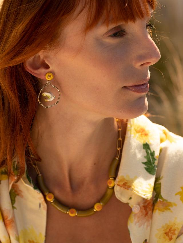 Nach Bijoux Boucles D'oreilles Martelées Pissenlit & Perruche