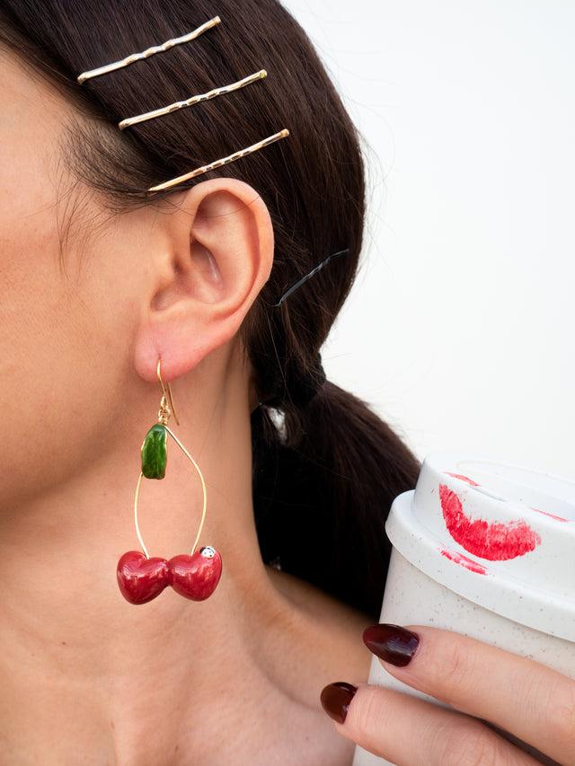 nach bijoux Boucles d'oreilles pendantes cerises - Chérie Cherry