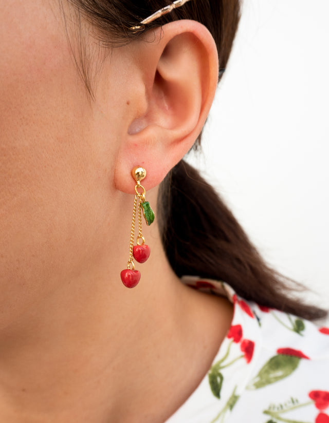Nach Bijoux Boucles D'oreilles Pendantes Chaîne Et Cerises - Chérie Cherry