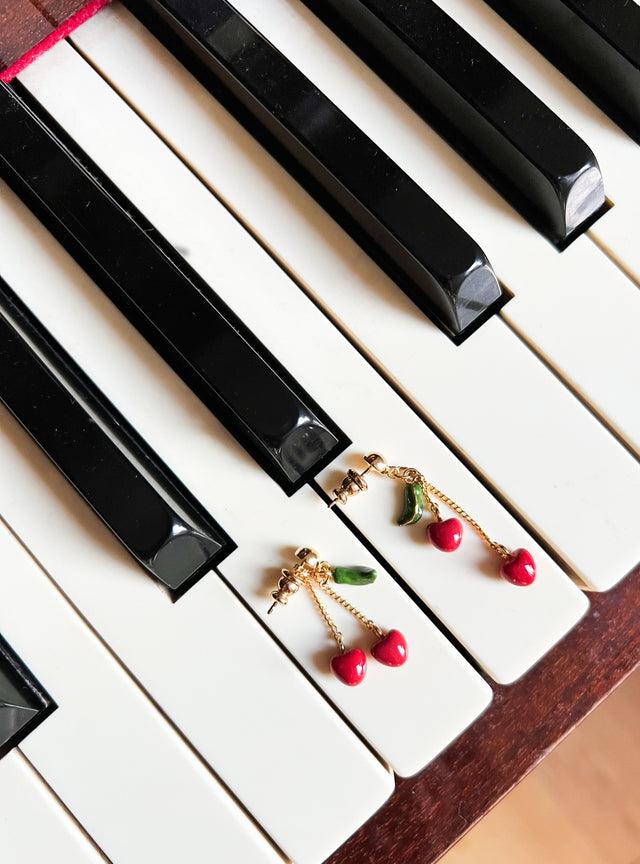 Nach Bijoux Boucles D'oreilles Pendantes Chaîne Et Cerises - Chérie Cherry