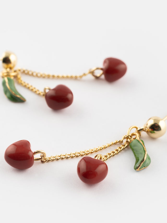 Nach Bijoux Boucles D'oreilles Pendantes Chaîne Et Cerises - Chérie Cherry