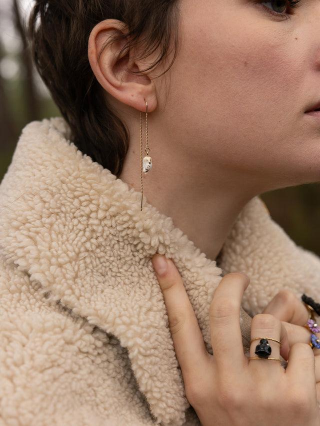 Nach Bijoux Boucles D'oreilles Pendantes Chardon & Chouette
