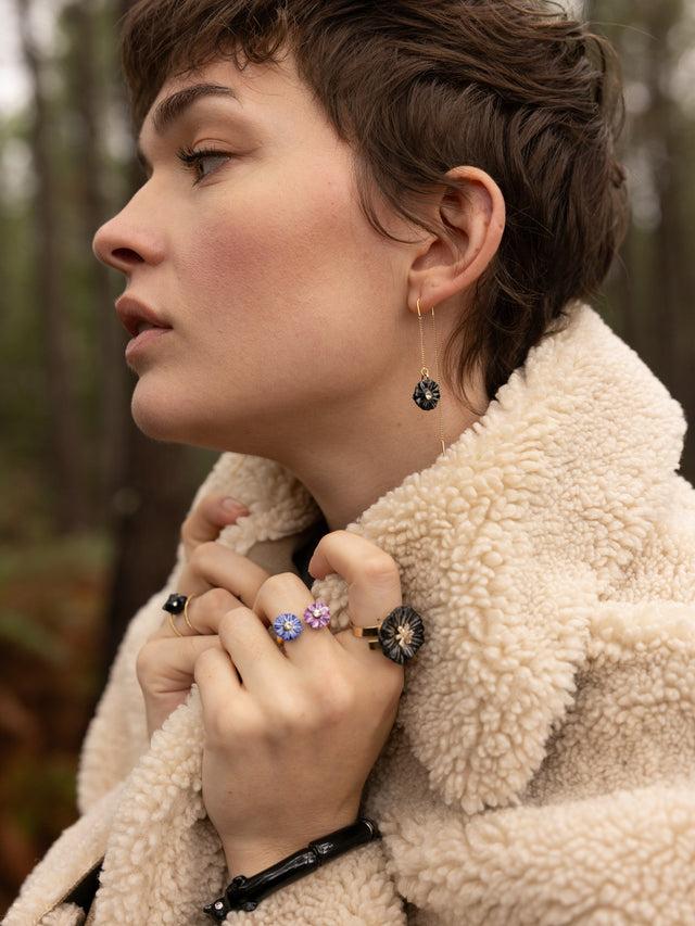 Nach Bijoux Boucles D'oreilles Pendantes Chardon & Chouette
