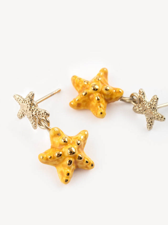 nach bijoux Boucles d'oreilles pendantes étoile de mer jaune