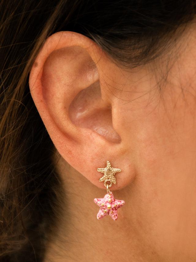 Nach Bijoux Boucles D'oreilles Pendantes étoile De Mer Rose
