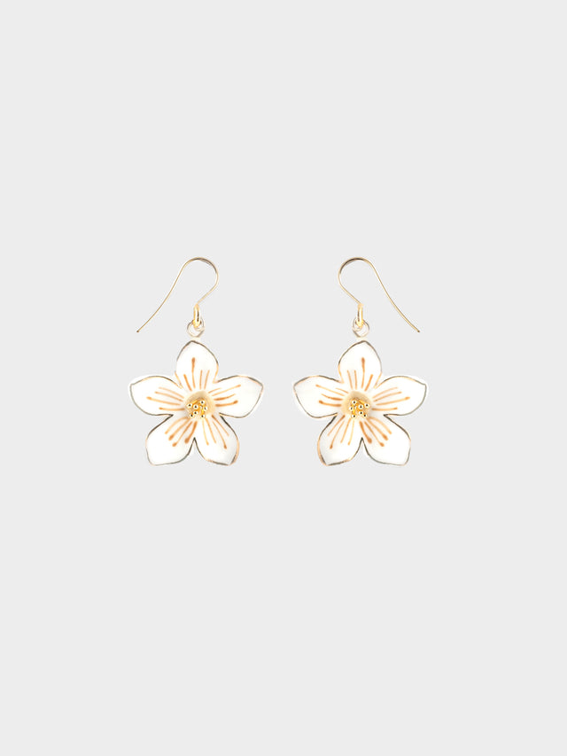 Nach Bijoux Boucles D'oreilles Pendantes Fleur Blanche
