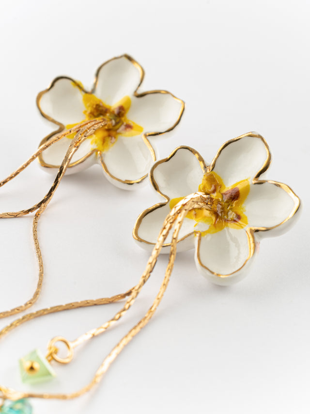 Nach Bijoux Boucles D'oreilles Pendantes Fleur De Poirier