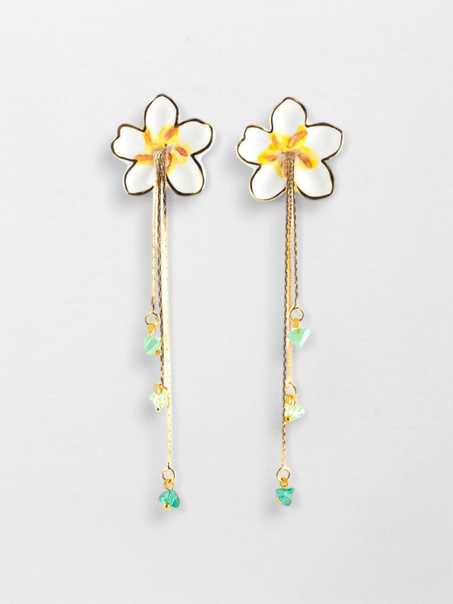 nach bijoux Boucles d'oreilles pendantes fleur de poirier