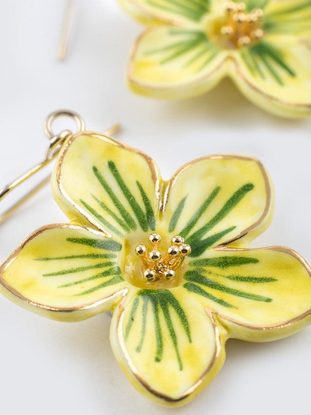 Nach Bijoux Boucles D'oreilles Pendantes Fleur Jaune
