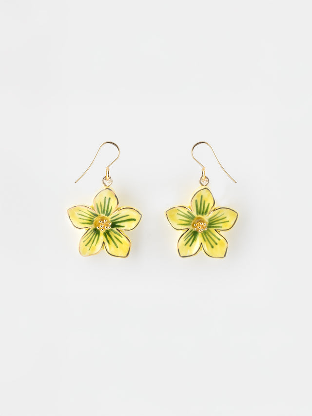nach bijoux Boucles d'oreilles pendantes fleur jaune