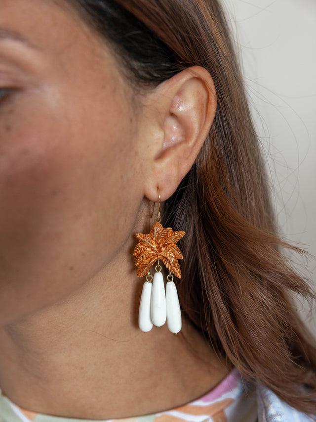 Nach Bijoux Boucles D'oreilles Pendantes Palmier Terracotta