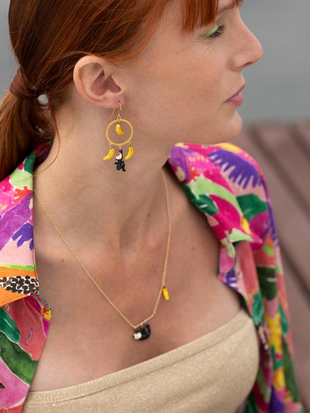 Nach Bijoux Boucles D'oreilles Rondes Capucin & Bananes