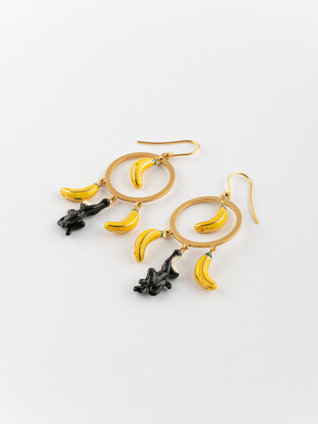 nach bijoux Boucles d'oreilles rondes capucin & bananes