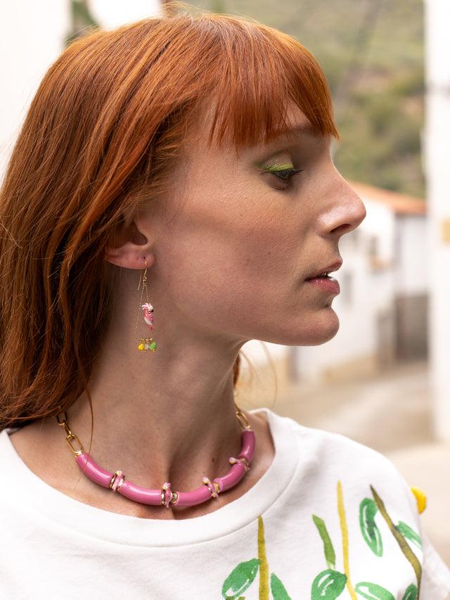 Nach Bijoux Boucles D'oreilles Triangles Cacatoès & Perles