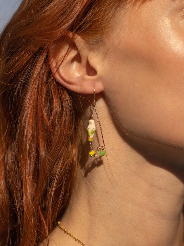 Nach Bijoux Boucles D'oreilles Triangles Perruche & Perles