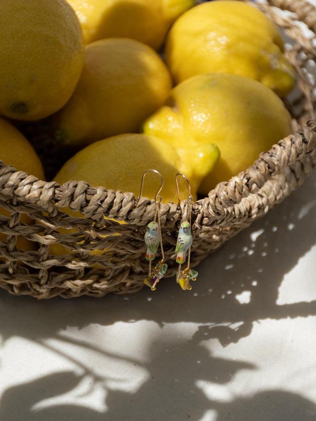 Nach Bijoux Boucles D'oreilles Triangles Perruche & Perles