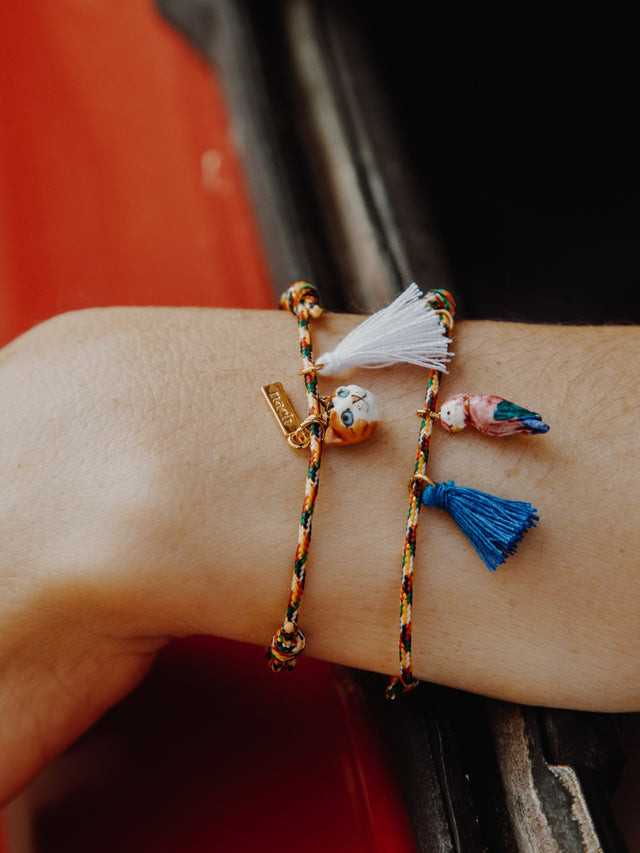 Nach Bijoux Bracelet Cordon Multicolore Chat Avec Pompon