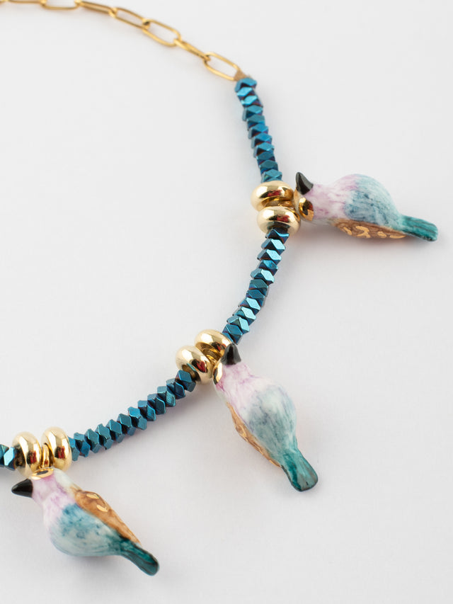 Nach Bijoux Bracelet En Perles D'hématite Et Oiseaux