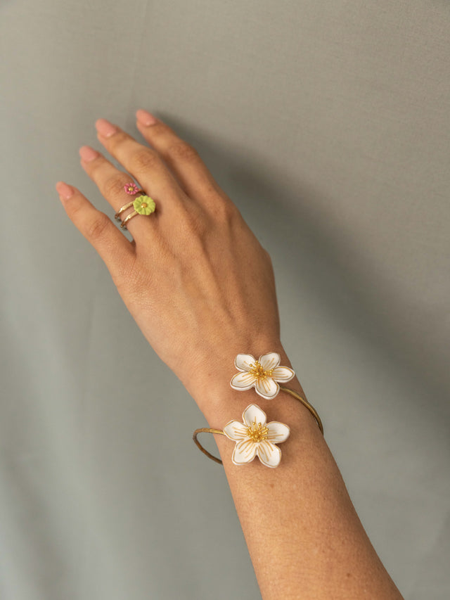 Nach Bijoux Bracelet Maxi FaceToface Fleurs Blanches