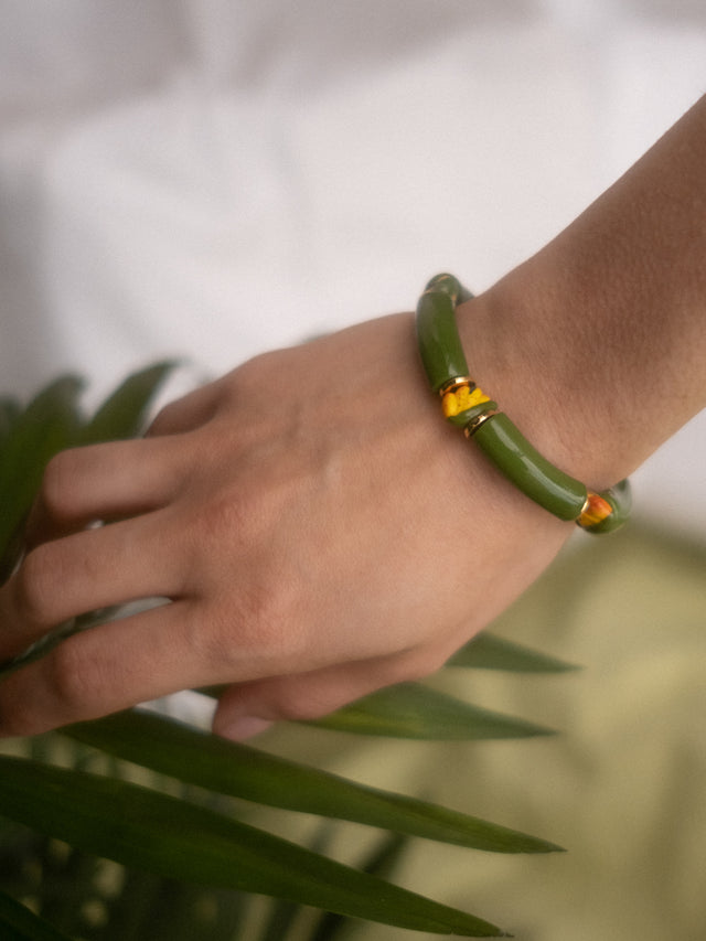 Nach Bijoux Bracelet Perles Vertes Oiseau De Paradis