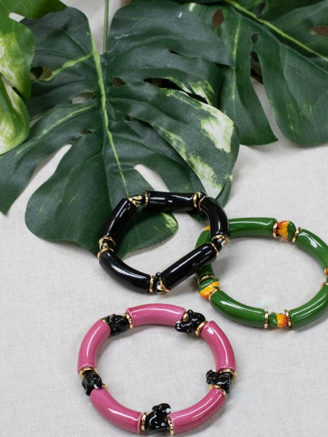 Nach Bijoux Bracelet Perles Vertes Oiseau De Paradis