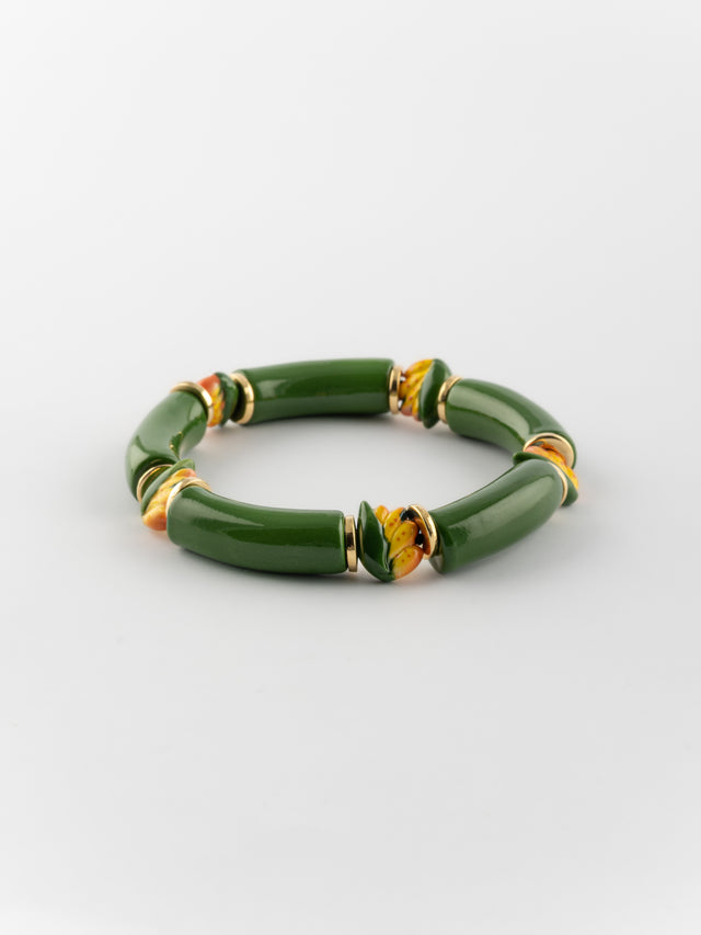 nach bijoux Bracelet perles vertes oiseau de paradis